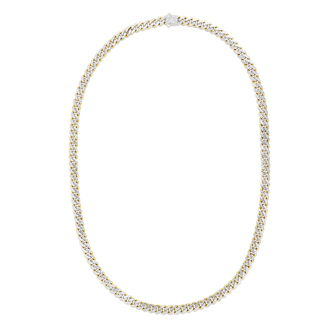 14K 6.5mm White Pave Modern Lite Miami Cuban Chain