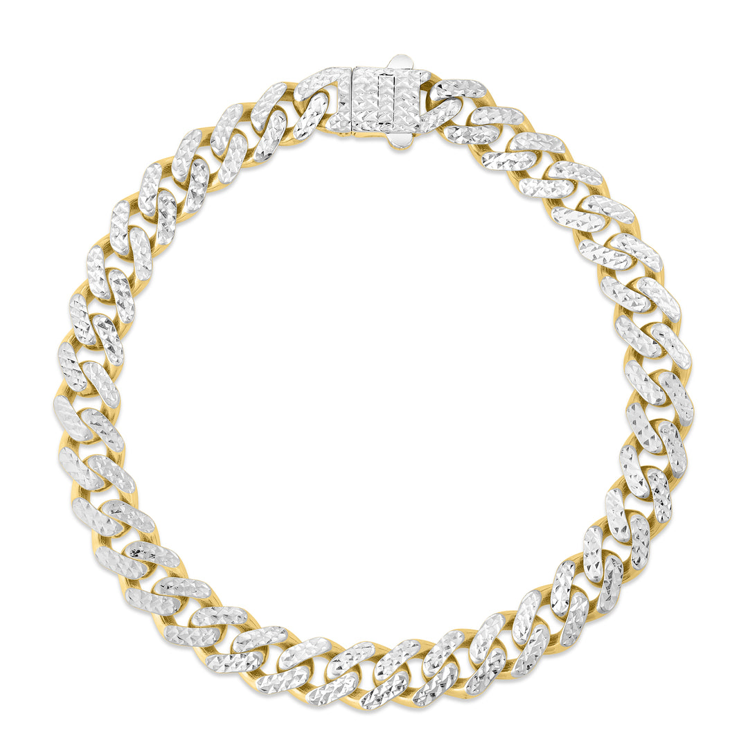 14K 8mm White Pave Lite Miami Cuban Chain