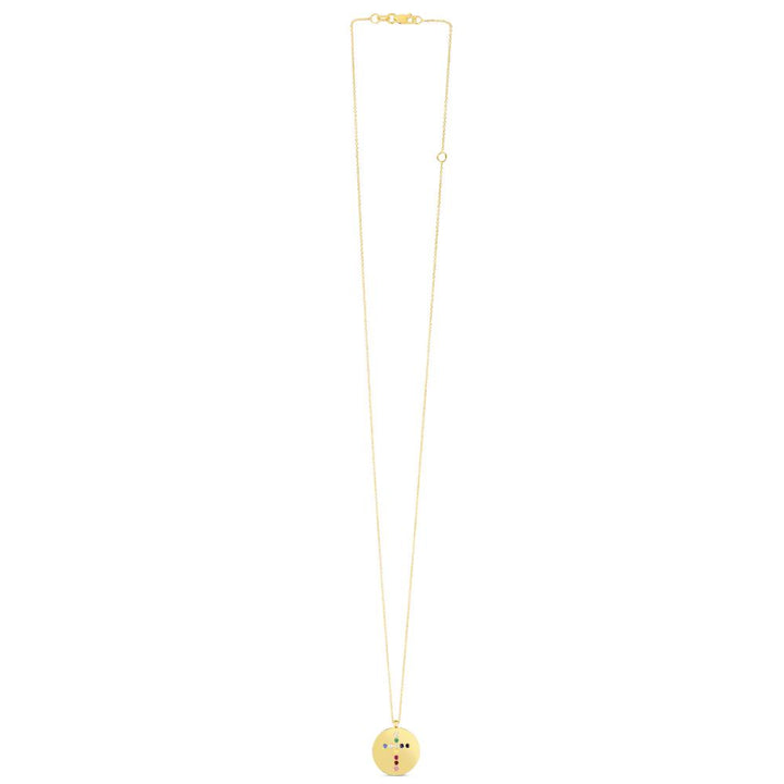 14K Gemstone Rainbow Cross Medallion Necklace