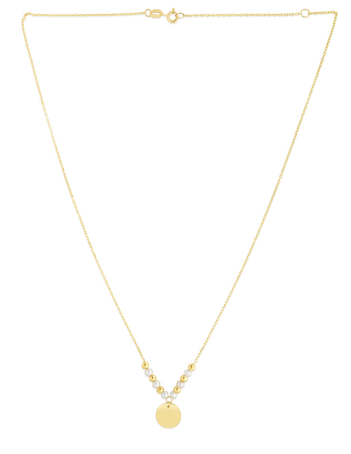 14K Gold & Pearl Pallina Disc Necklace
