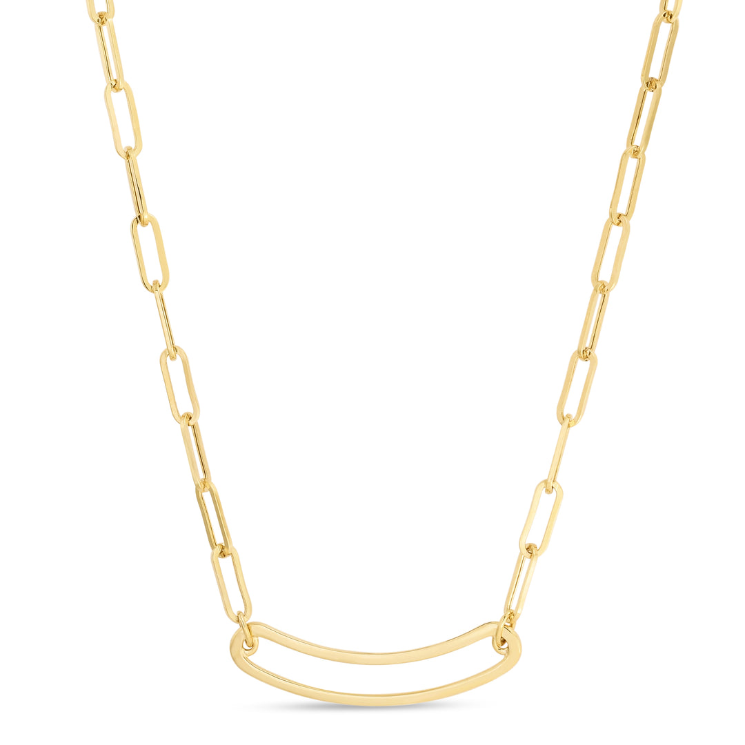 14K Paperclip Curved Open Bar Bracelet