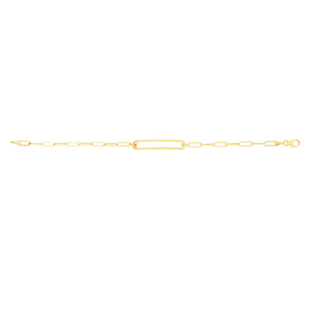 14K Paperclip Curved Open Bar Bracelet