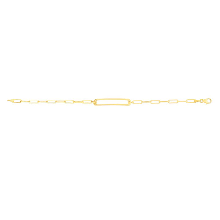 14K Paperclip Curved Open Bar Bracelet