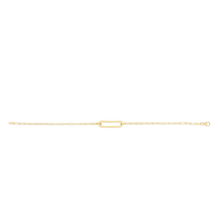 14K Paperclip Straight Open Bar Bracelet