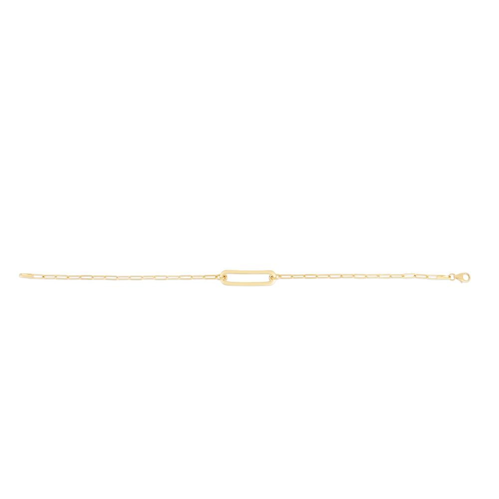 14K Paperclip Straight Open Bar Bracelet