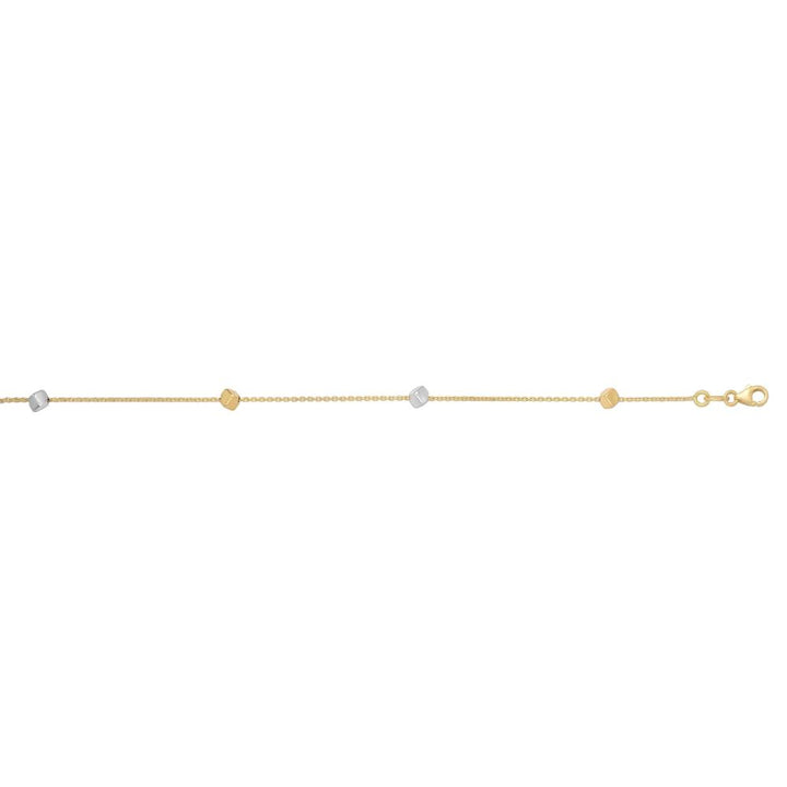14K Two-tone Gold Polished Cube Bracelet