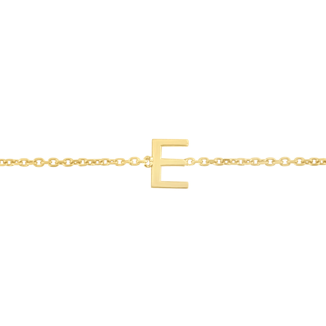 14K Mini Initial E Bracelet