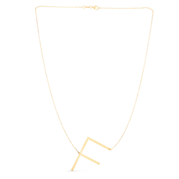 14K Gold Large Initial F Necklace