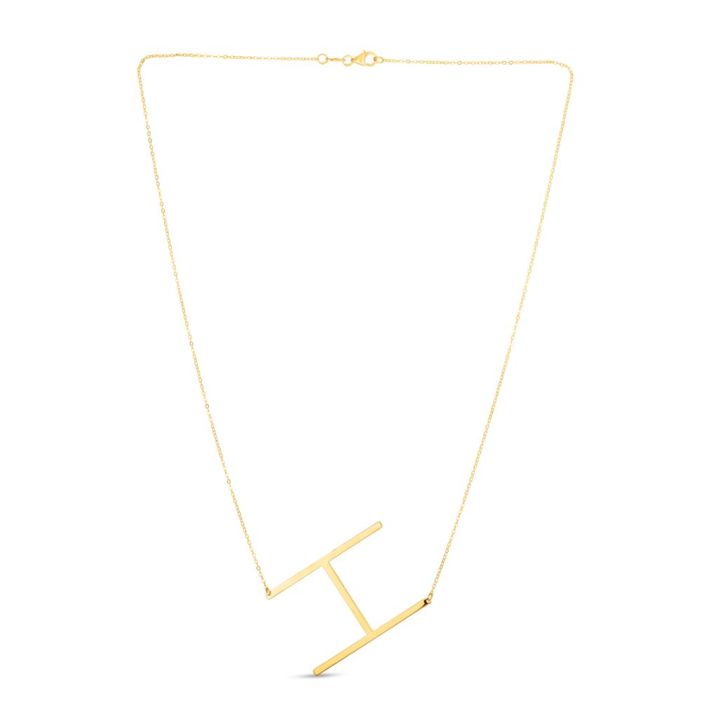 14K Gold Large Initial H Necklace