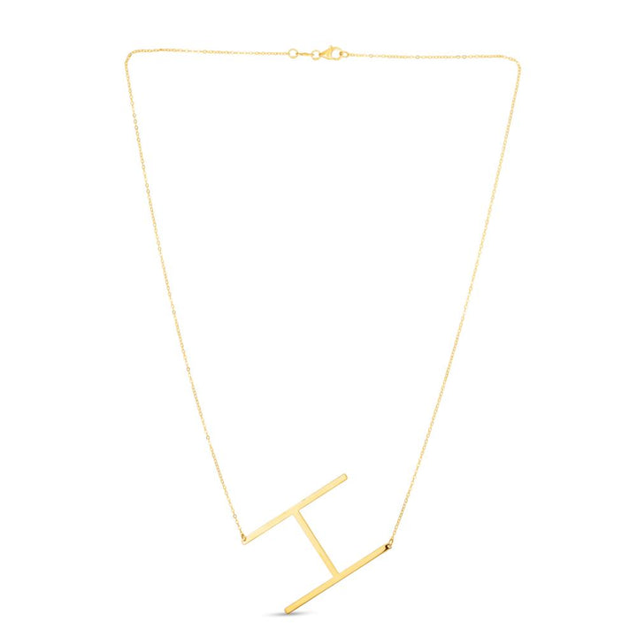 14K Gold Large Initial H Necklace