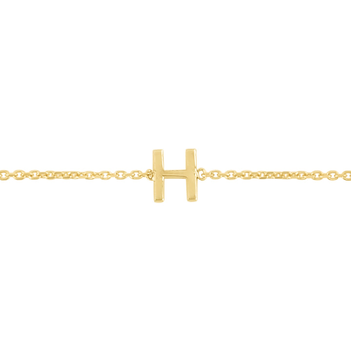 14K Mini Initial H Bracelet