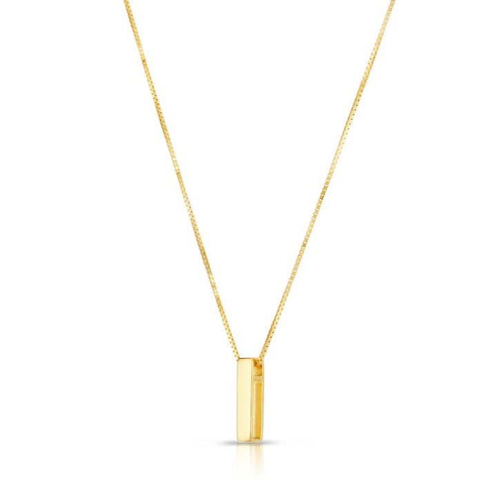 14K Gold Block Letter Initial I Necklace