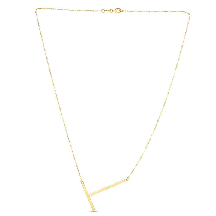 14K Gold Large Initial T Necklace