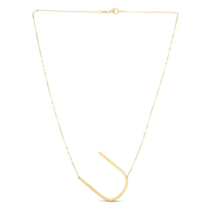 14K Gold Large Initial U Necklace