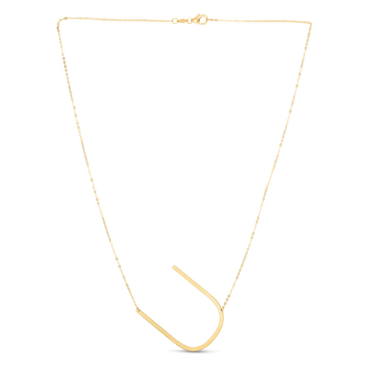14K Gold Large Initial U Necklace