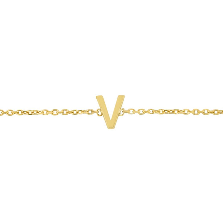 14K Mini Initial V Bracelet
