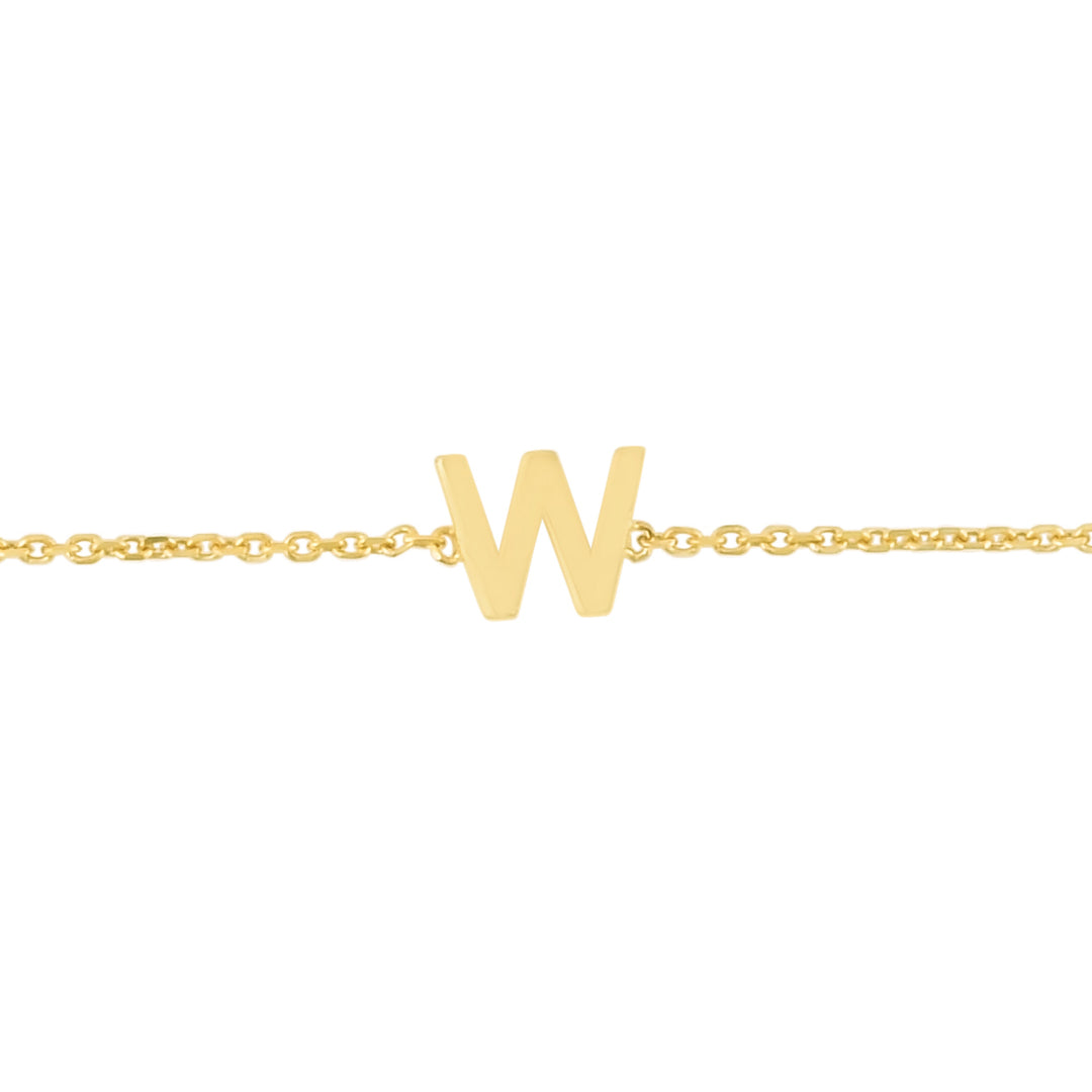 14K Mini Initial W Bracelet