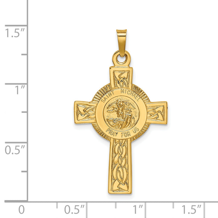 14k Cross w/St. Michael Medal Pendant