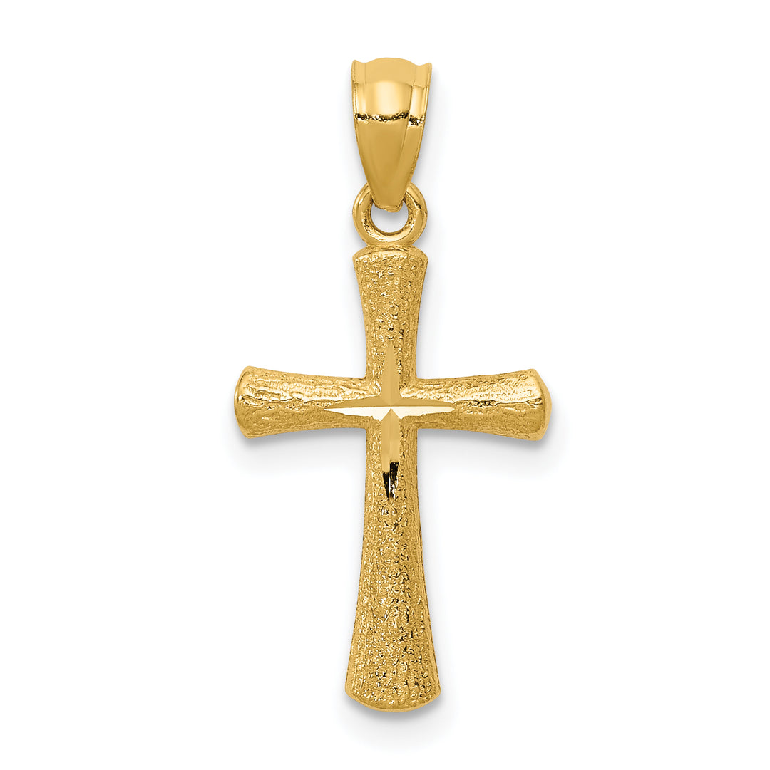 14k Diamond-cut Cross Pendant