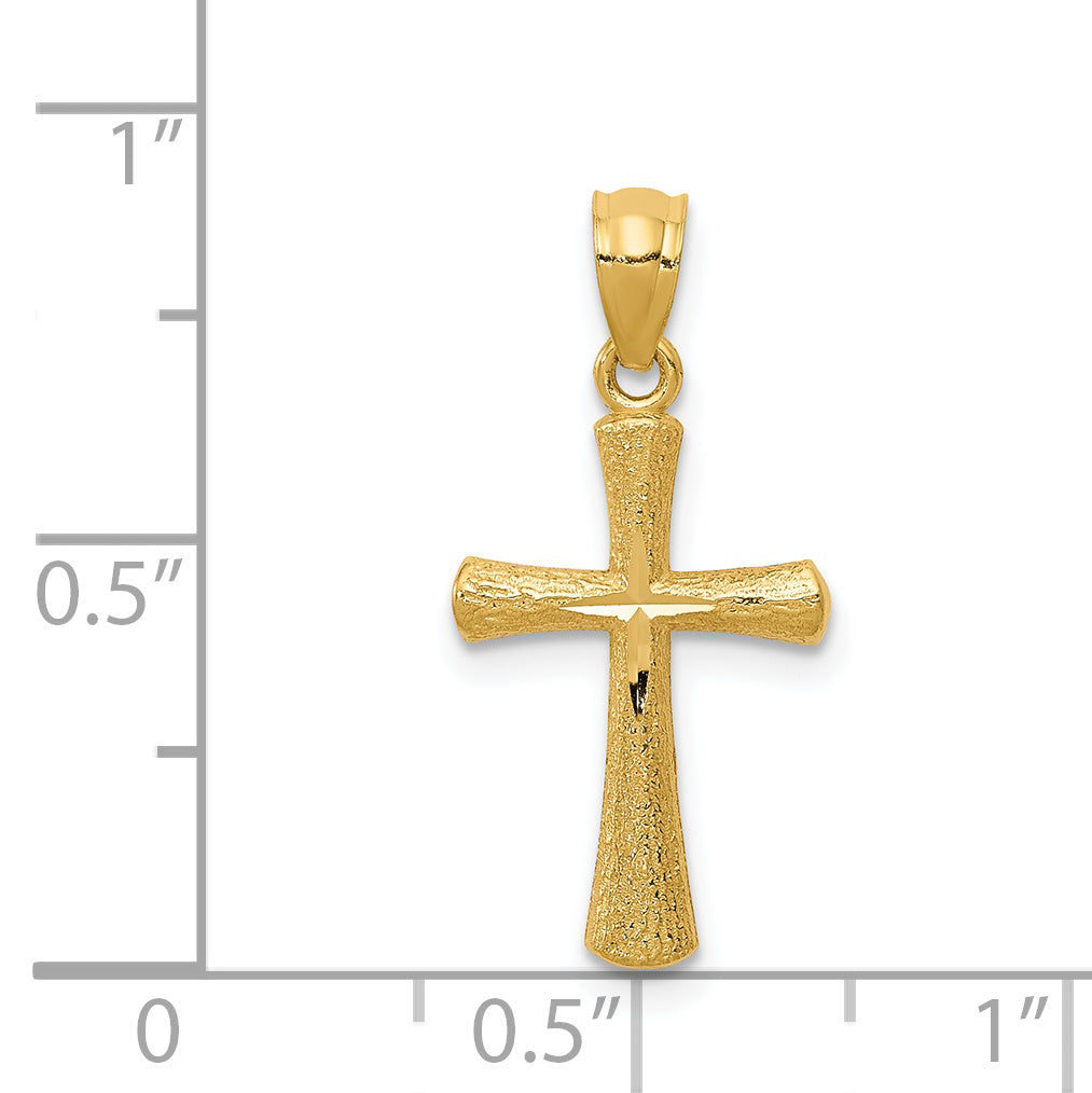 14k Diamond-cut Cross Pendant