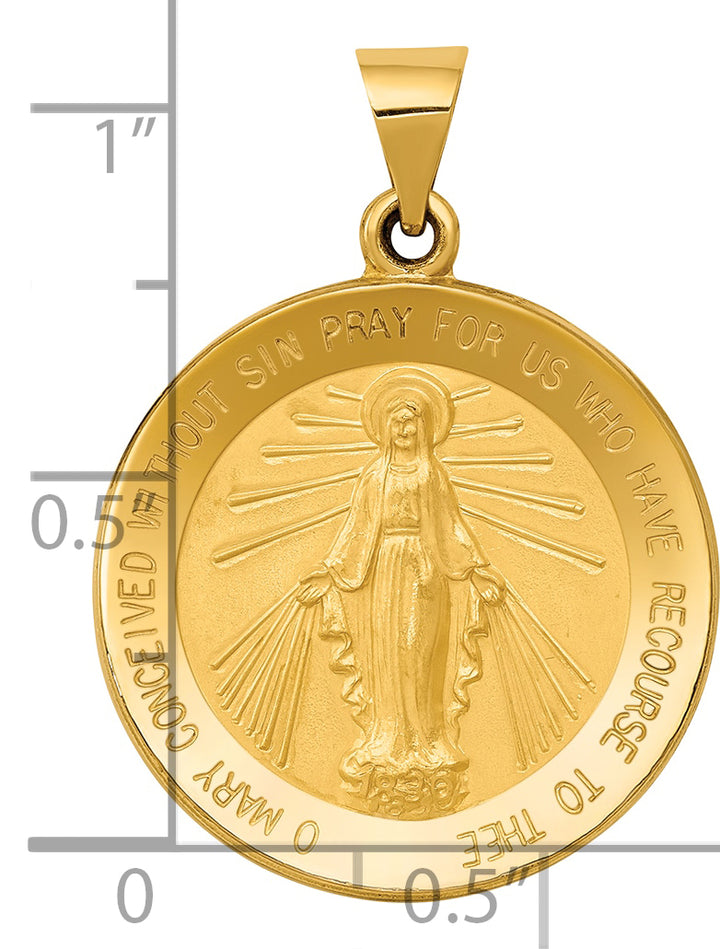 14k Miraculous Medal Hollow Pendant