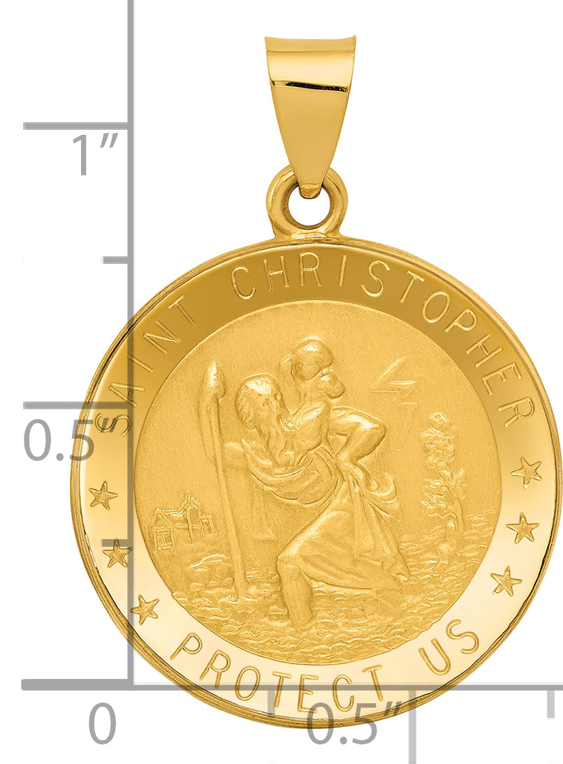 14k Saint Christopher Medal Hollow Pendant
