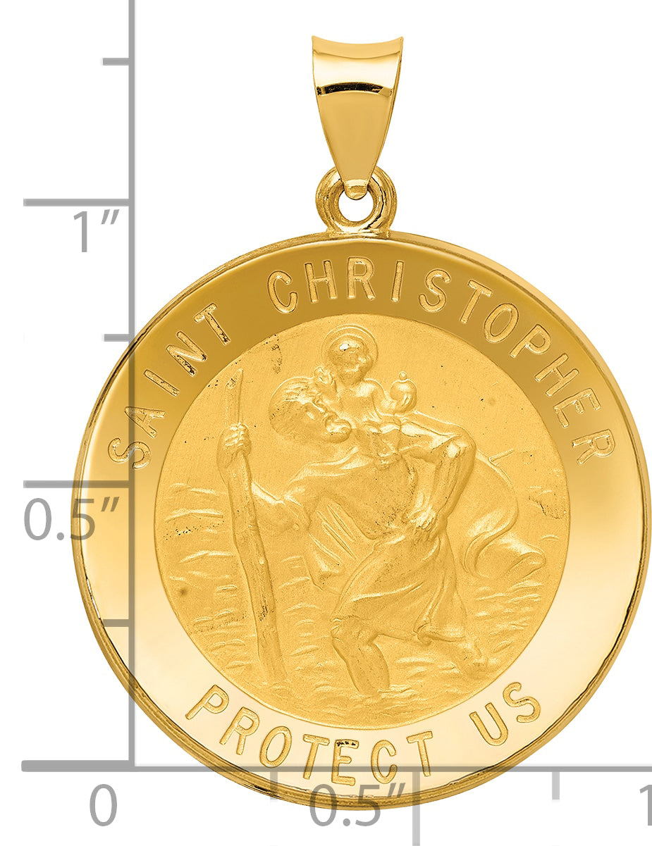 14k Saint Christopher Medal Hollow Pendant