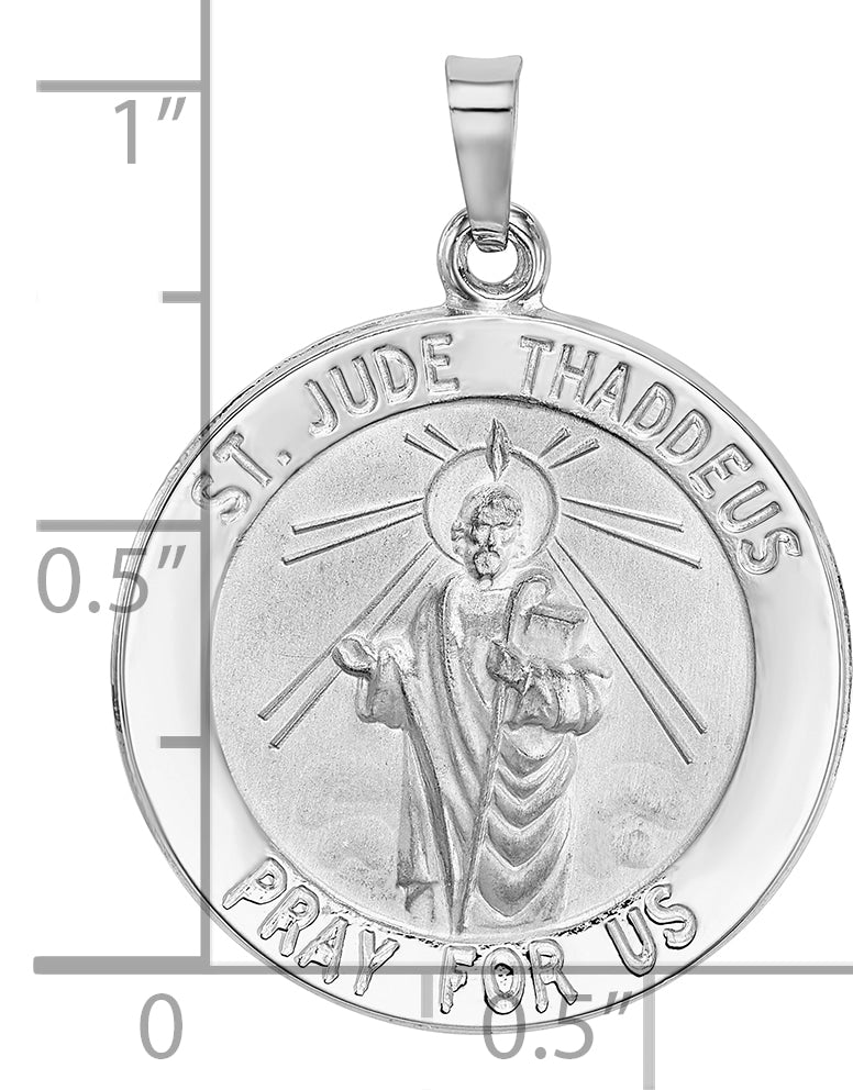 14k White Gold Saint Jude Medal Pendant