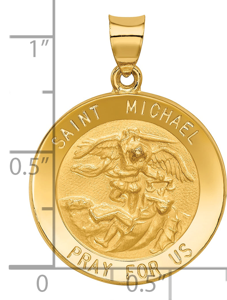 14k Saint Michael Medal Hollow Pendant
