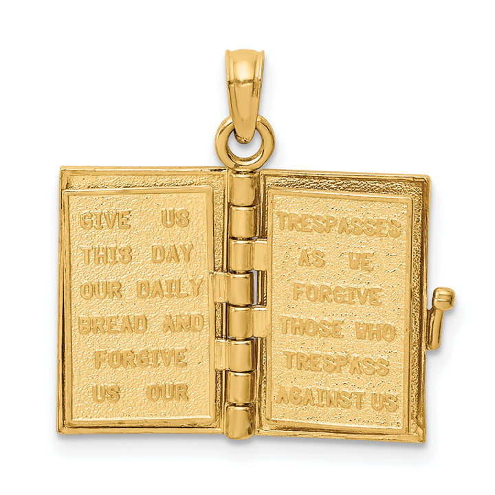 14K 3D Pink Enameled Lords Prayer Bible Pendant