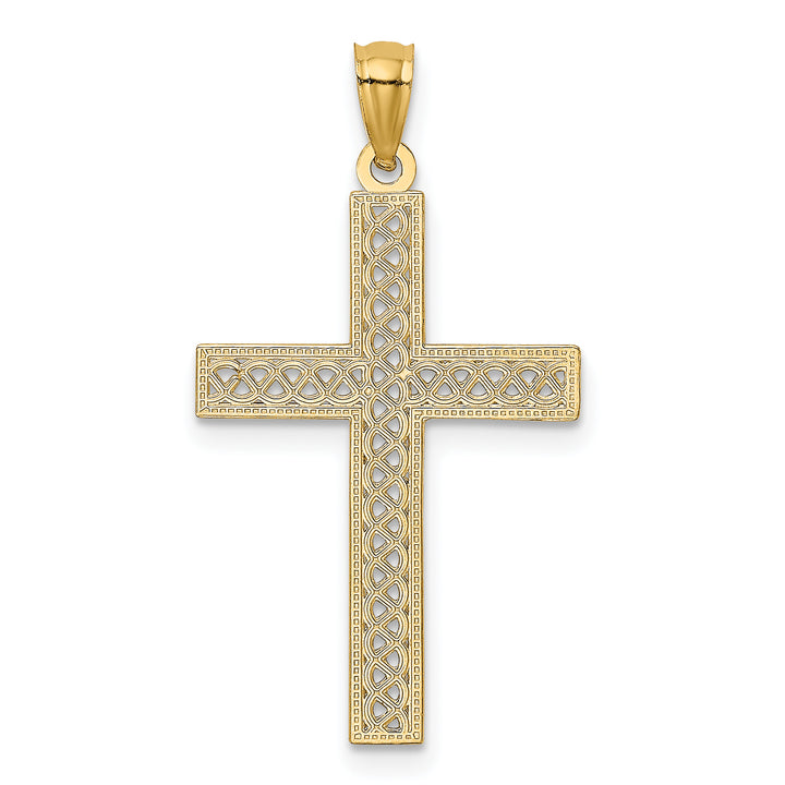 14k Diamond-cut Filigree Cross Pendant