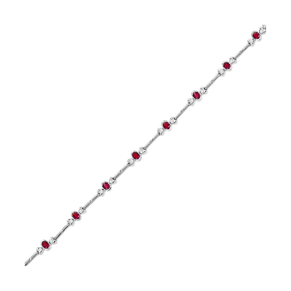 14Kt White Gold Diamond 1/3Ctw & Ruby 1 1/3Ctw Bracelet