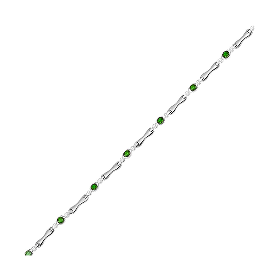 14Kt White Gold Diamond 1/4Ctw & Emerald 1 1/4Ctw Bracelet