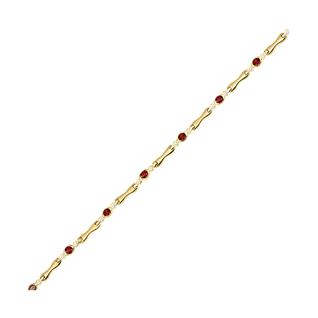 14Kt Yellow Gold Diamond 1/4Ctw & Ruby 2 1/4Ctw Bracelet