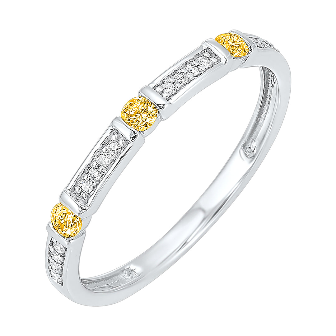 10Kt White Gold Diamond 1/20Ctw & Citrine 1/8Ctw Ring