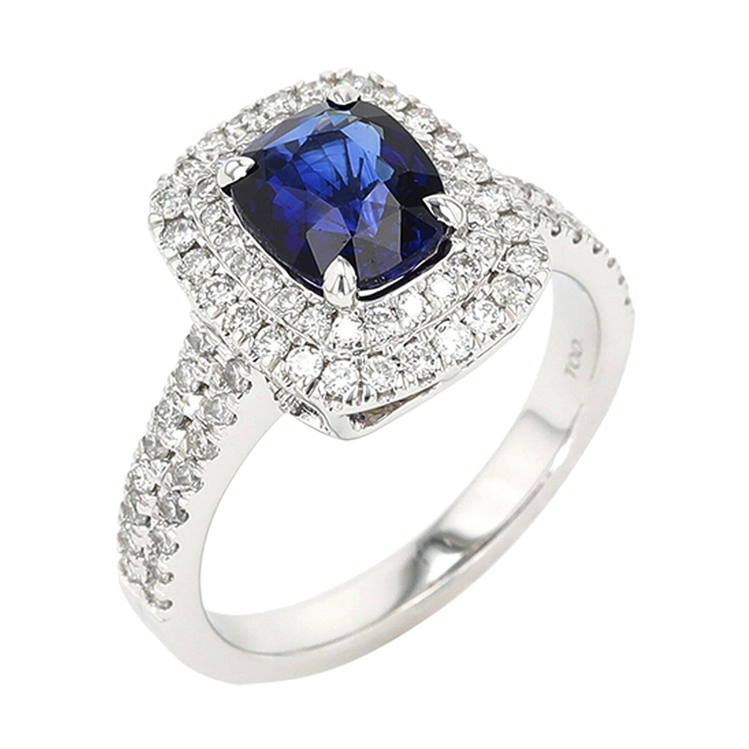 14Kt White Gold Diamond 5/8Ctw & Sapphire 2Ctw Ring