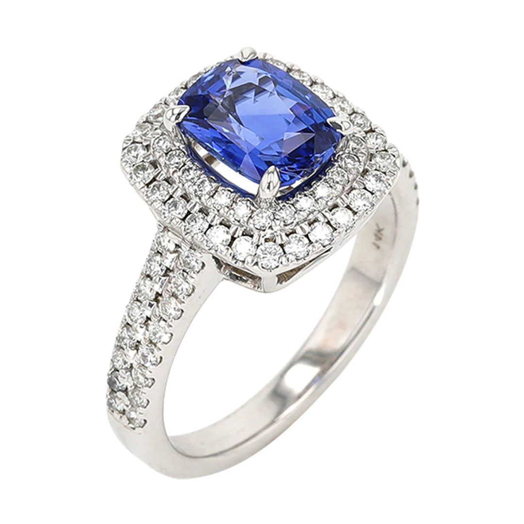 14Kt White Gold Diamond 5/8Ctw & Sapphire 2Ctw Ring
