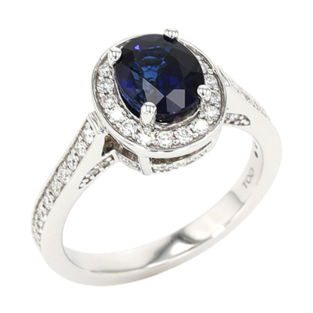 14Kt White Gold Diamond 3/8Ctw & Sapphire 2Ctw Ring