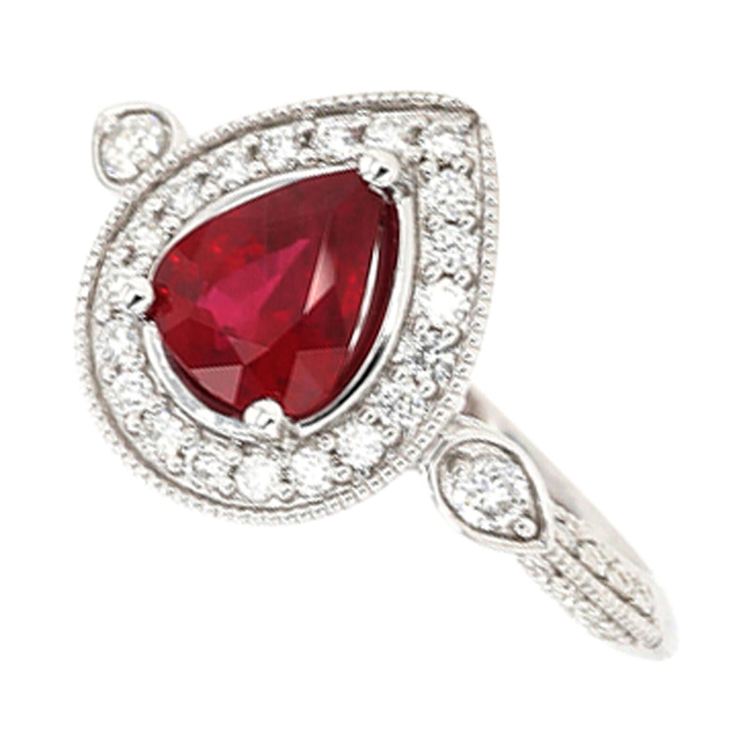 14Kt White Gold Diamond 1/3Ctw & Ruby 1 1/6Ctw Ring