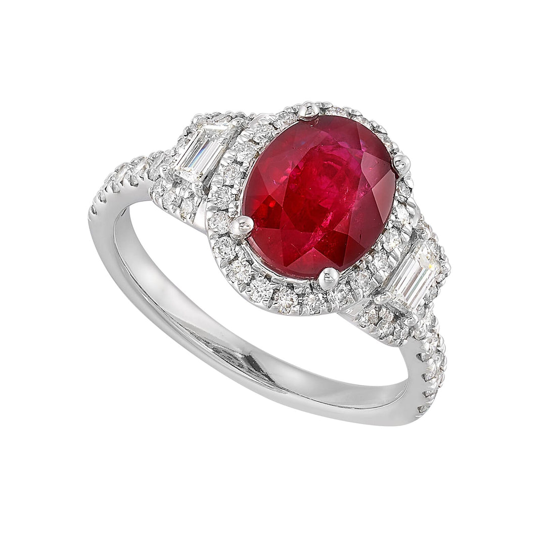 14Kt White Gold Diamond 3/4Ctw & Ruby 2 1/4Ctw Ring
