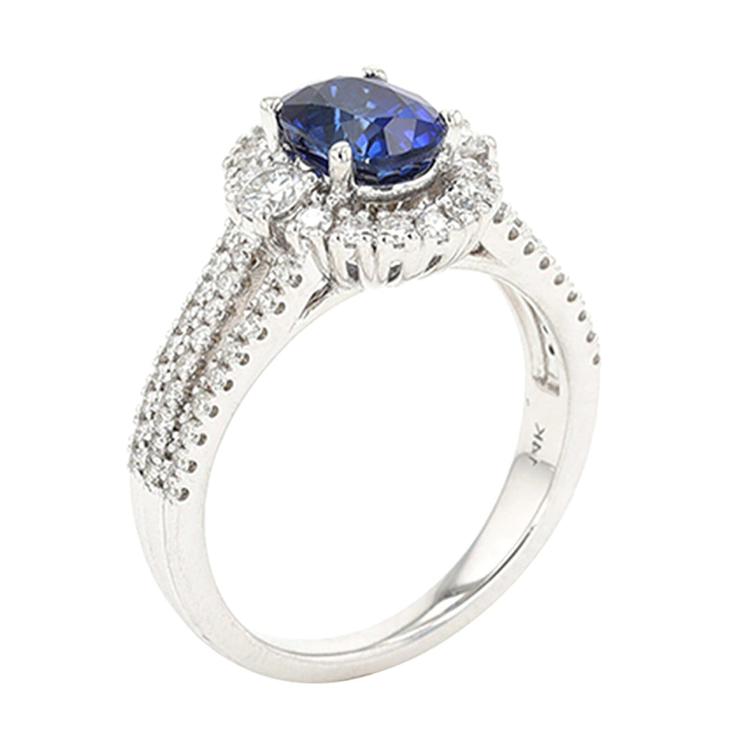 14Kt White Gold Diamond 5/8Ctw & Sapphire 1 1/2Ctw Ring