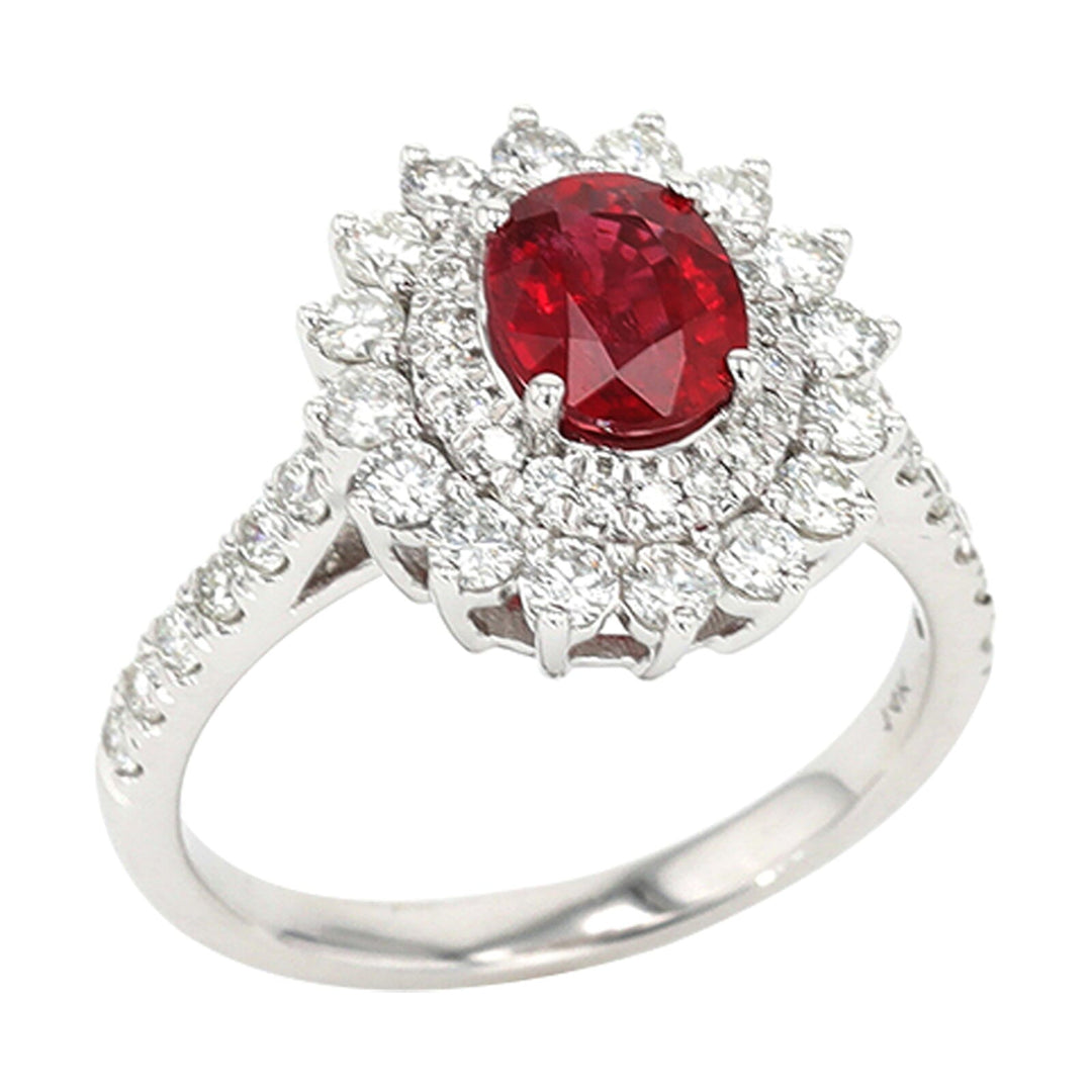 14Kt White Gold Diamond 7/8Ctw & Ruby 1 1/5Ctw Ring