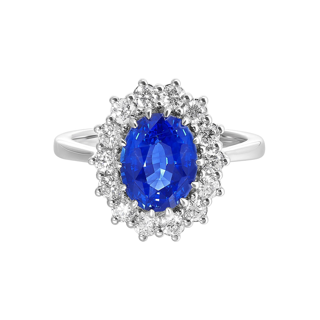 14Kt White Gold Diamond 5/8Ctw & Sapphire 3Ctw Ring