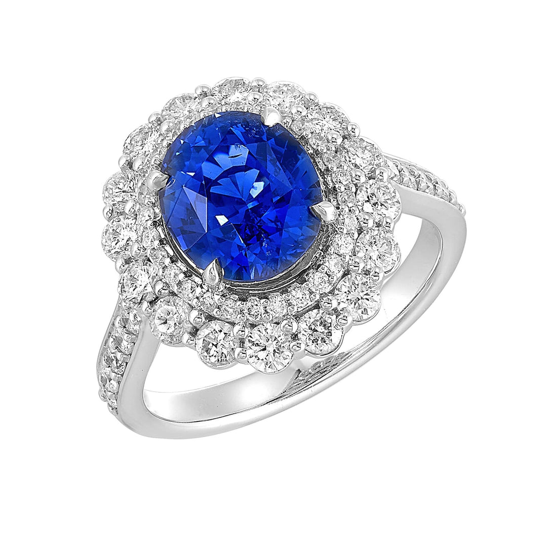 14Kt White Gold Diamond 1Ctw & Sapphire 3 1/3Ctw Ring