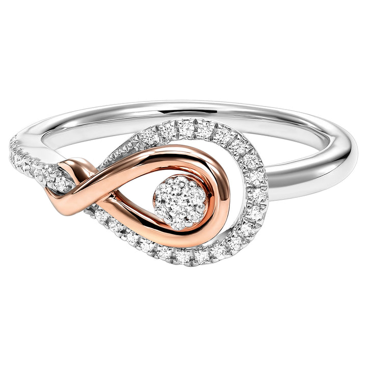 Gold Silver White Rose Diamond 1/6Ctw Ring