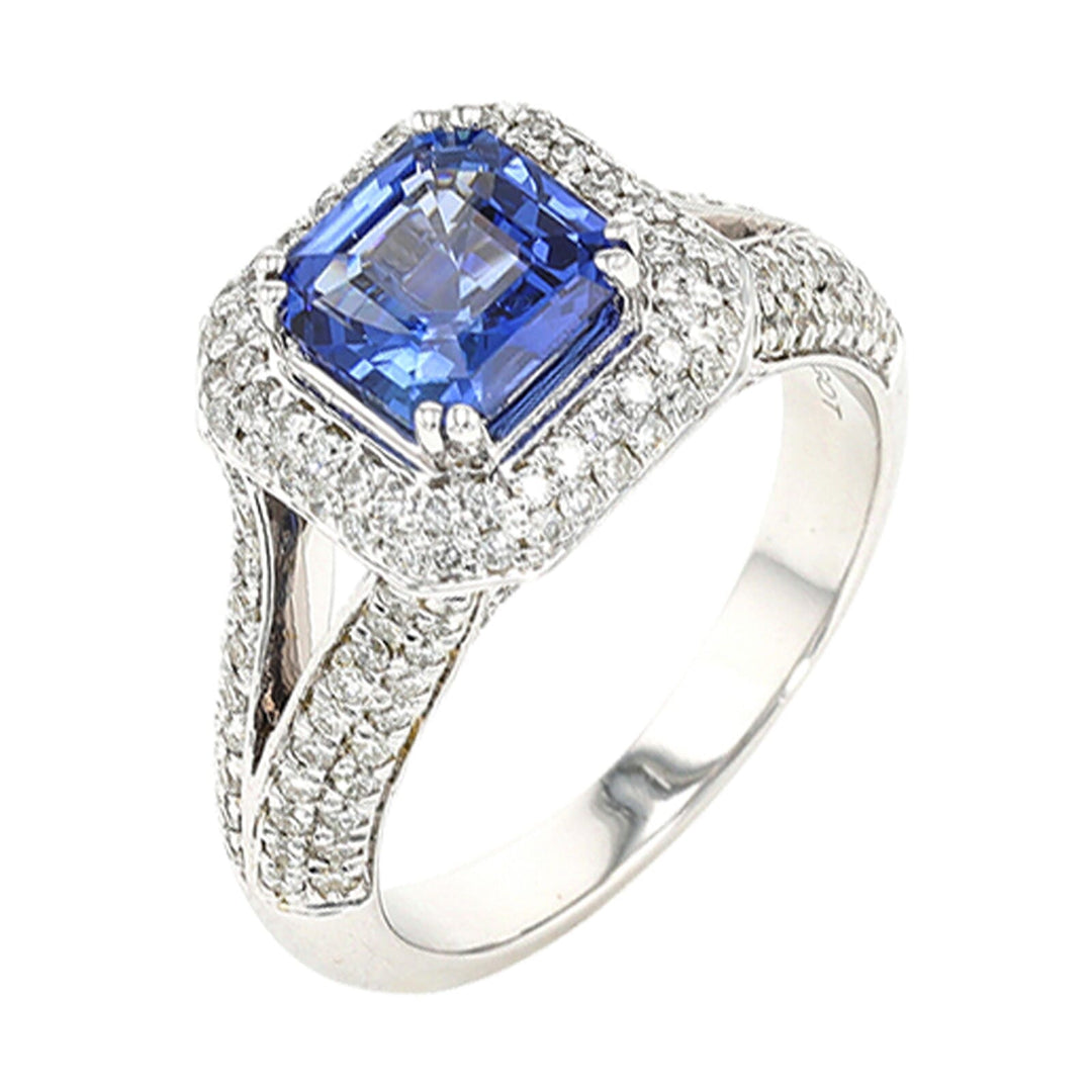 14Kt White Gold Diamond 3/4Ctw & Sapphire 2Ctw Ring