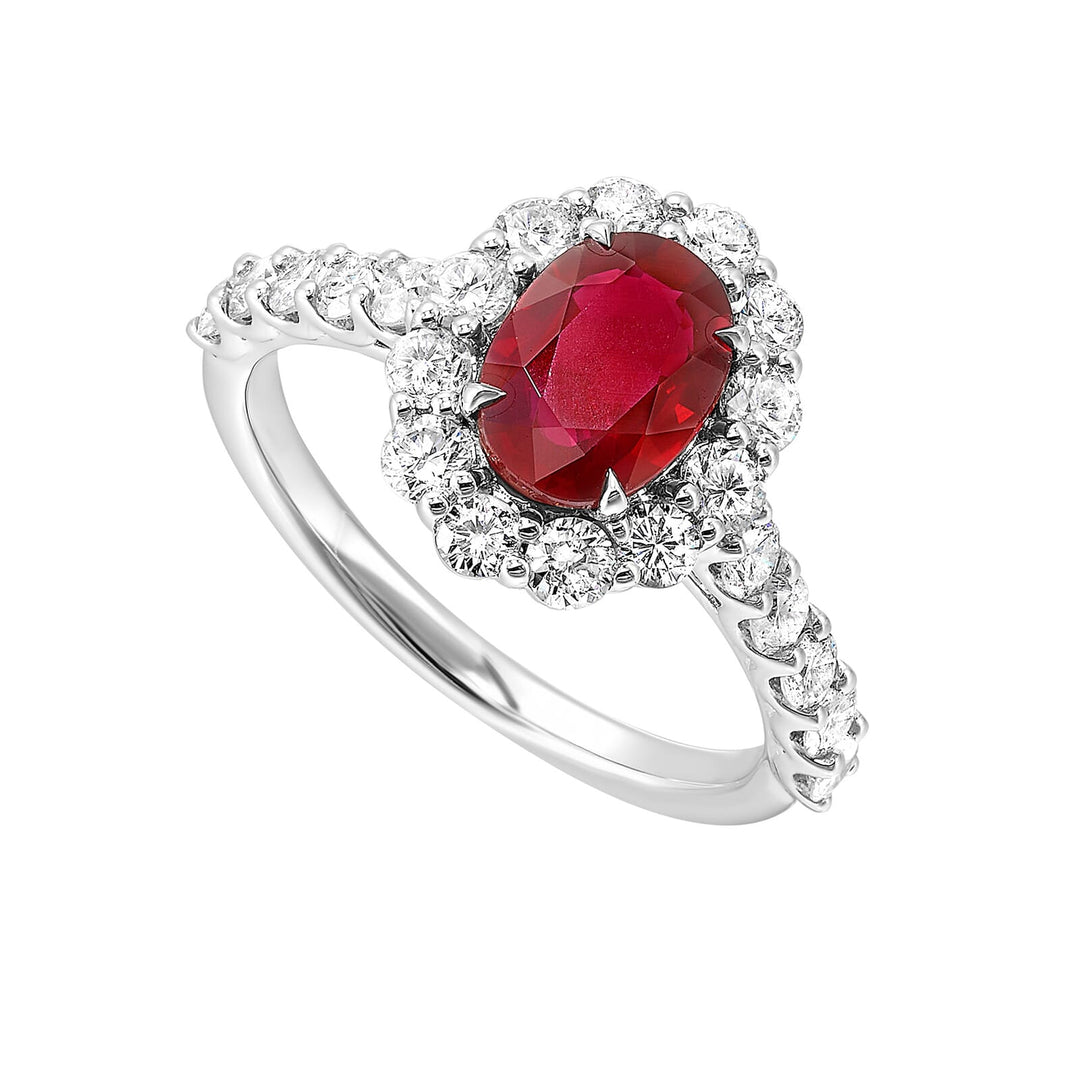 14Kt White Gold Diamond 1Ctw & Ruby 1 1/3Ctw Ring