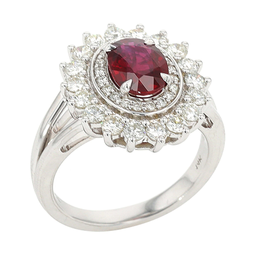 14Kt White Gold Diamond 7/8Ctw & Ruby 1 1/2Ctw Ring