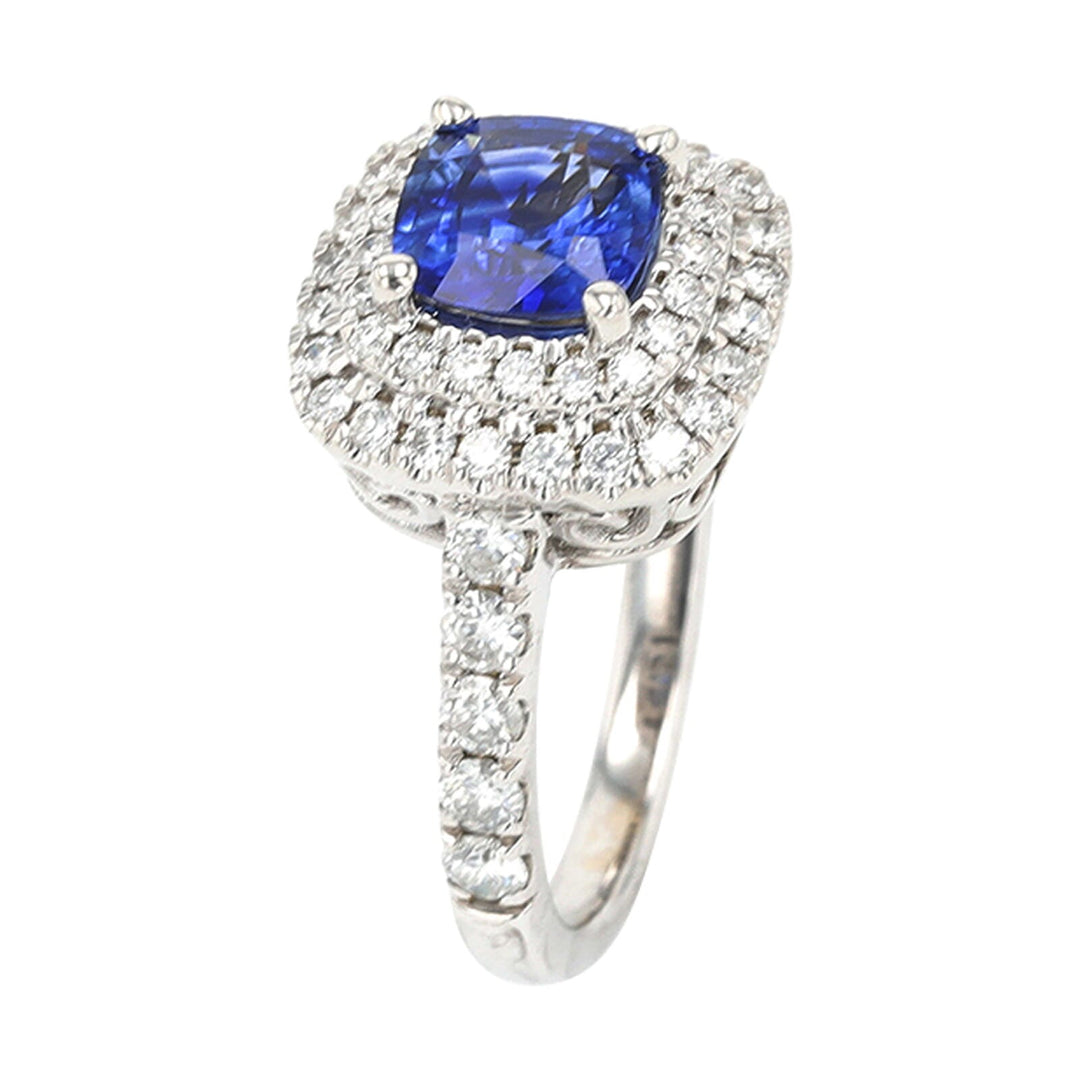 14Kt White Gold Diamond 7/8Ctw & Sapphire 1 1/2Ctw Ring