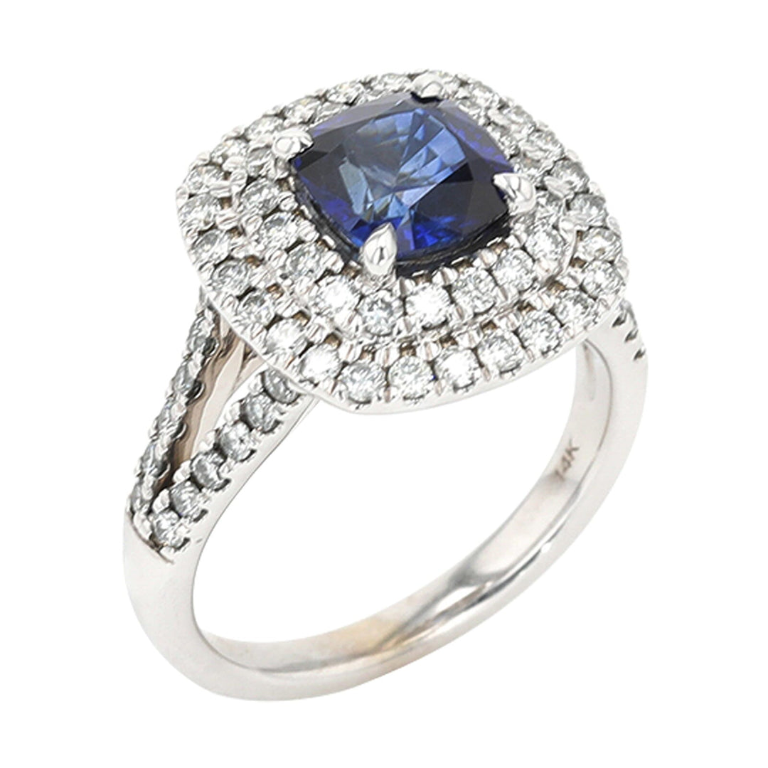 14Kt White Gold Diamond 1Ctw & Sapphire 2Ctw Ring